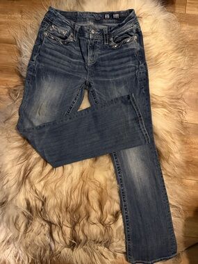Miss Me Dark Blue bootcut Jeans with Subtle Fading size 27 length 31 1/2  $25.00